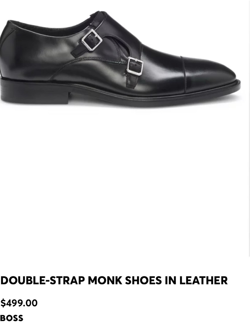 Boss Black Double-Strap Monk Leather Shoes